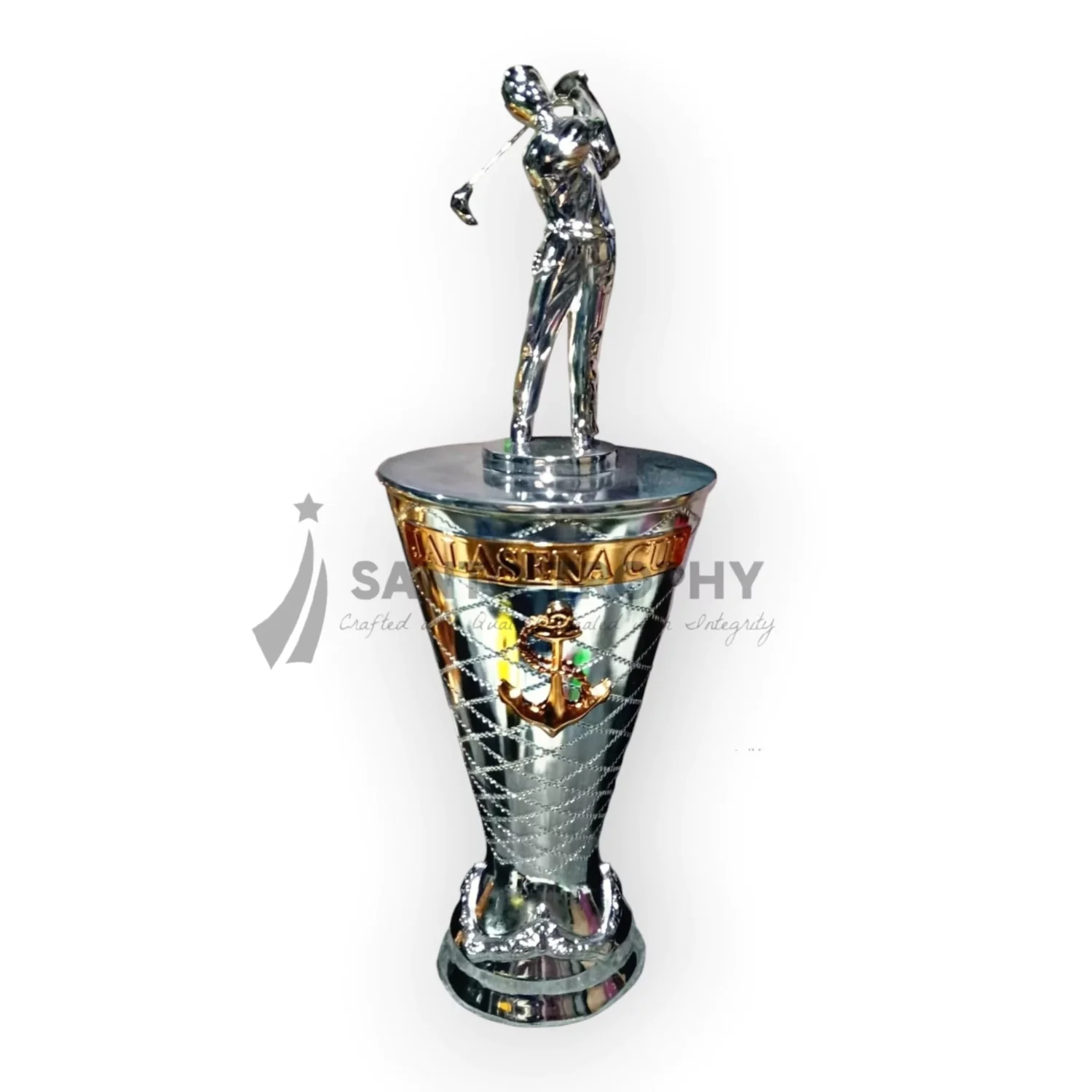 Piala Golf Sena CUP DARI LOGAM TIMAH DENGAN FINISHING SILVER CHROME DAN EMAS CUSTOM