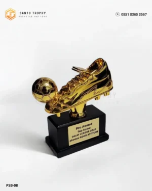piala sepak bola top score skor go.at league 2025 warna gold glossy tin copper dengan base kayu jati